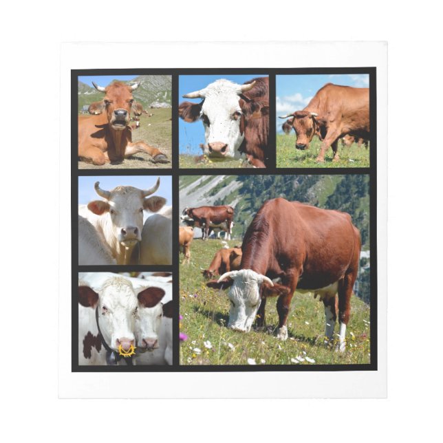 Bloco De Notas Mosaico fotográfico de vacas (Frente)