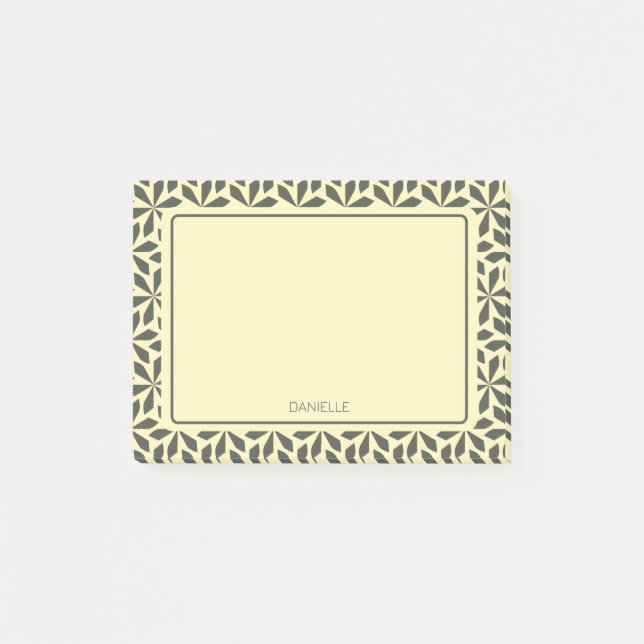 Bloco De Notas Motif floral de cinza creme (Frente)