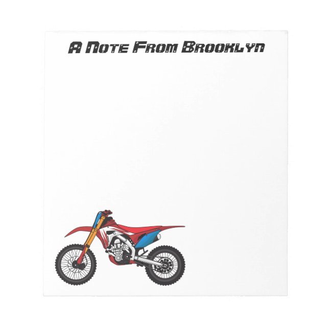 Bloco De Notas Moto de terra vermelha (Frente)
