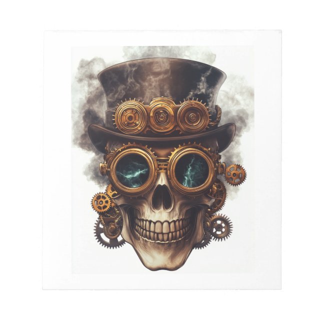Bloco De Notas Motor de Caveira Steampunk (Frente)