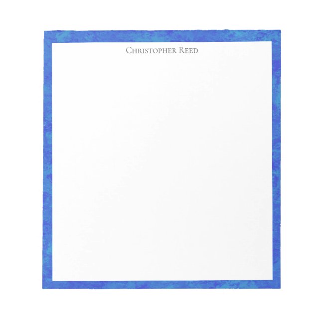 Bloco De Notas Mottled Cobalt Blue Border Canvas Look (Frente)