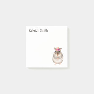 Bloco De Notas Mouse Cute Personalizado/Rato Rosa Púrpura Floral