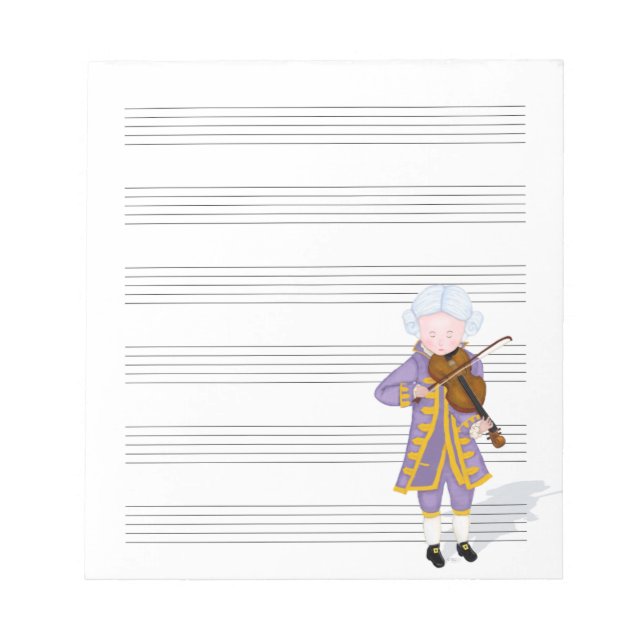 Bloco De Notas Mozart Reproduzindo O Papel Manuscrito De Música V (Frente)