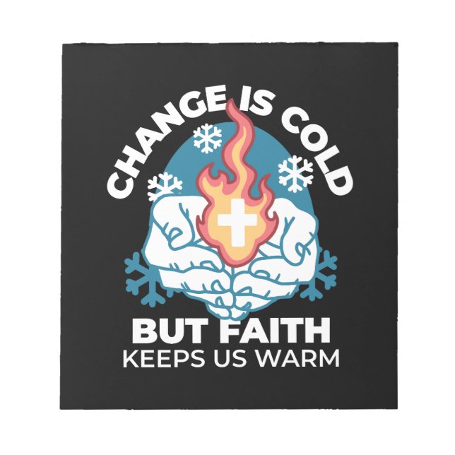 Bloco De Notas Mudança a frio, fogo de fé - cristão motivacional (Frente)