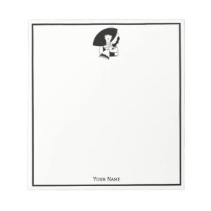 Bloco De Notas Mulher Art Déco de Grande Chapéu Luvas RL