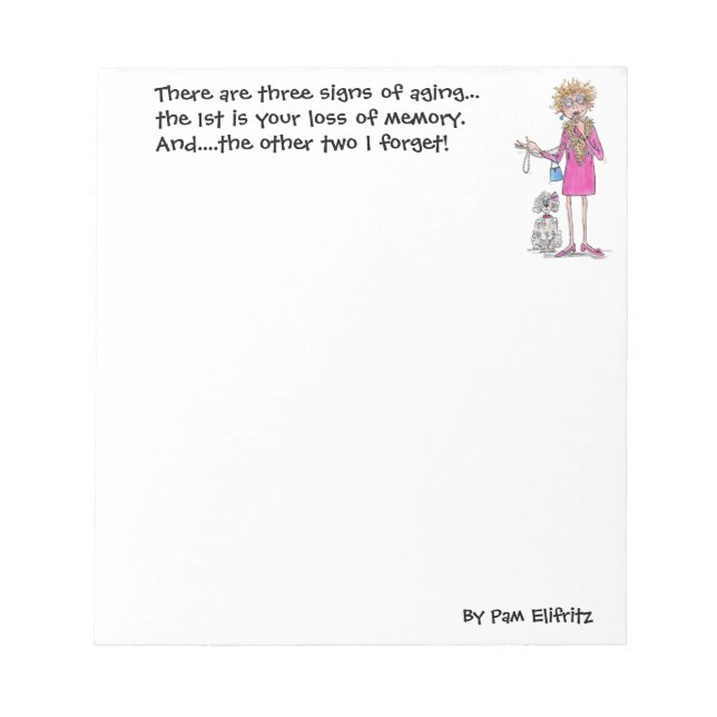 Bloco De Notas Mulher idosa ri de Sinais de Envelhecimento (Frente)