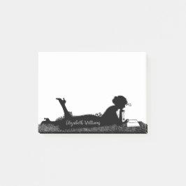 Bloco De Notas Mulher Jovem com Estilo Vintage Lendo um Livro com