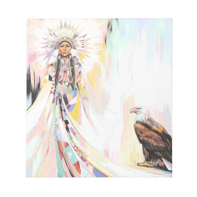 Bloco De Notas Mulher Nativa Americana E Águia (Frente)