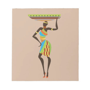 Bloco De Notas Mulher Tribal Africana com basquete de arte tribal