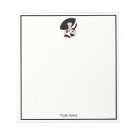 Bloco De Notas Mulher Vintage Art Déco Usando Luvas de Chapéu Col