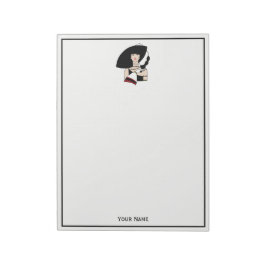 Bloco De Notas Mulher Vintage Art Déco Usando Luvas de Chapéu Col