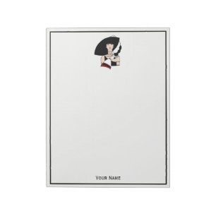 Bloco De Notas Mulher Vintage Art Déco Usando Luvas de Chapéu Col