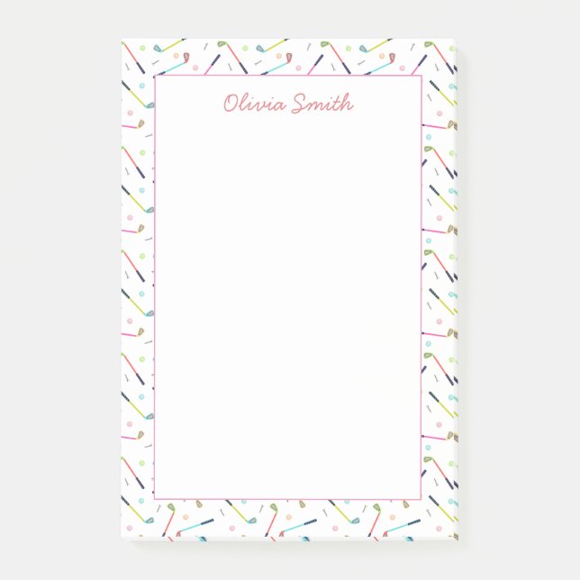 Bloco De Notas Mulheres com Padrão de Golfe Personalizado (Frente)