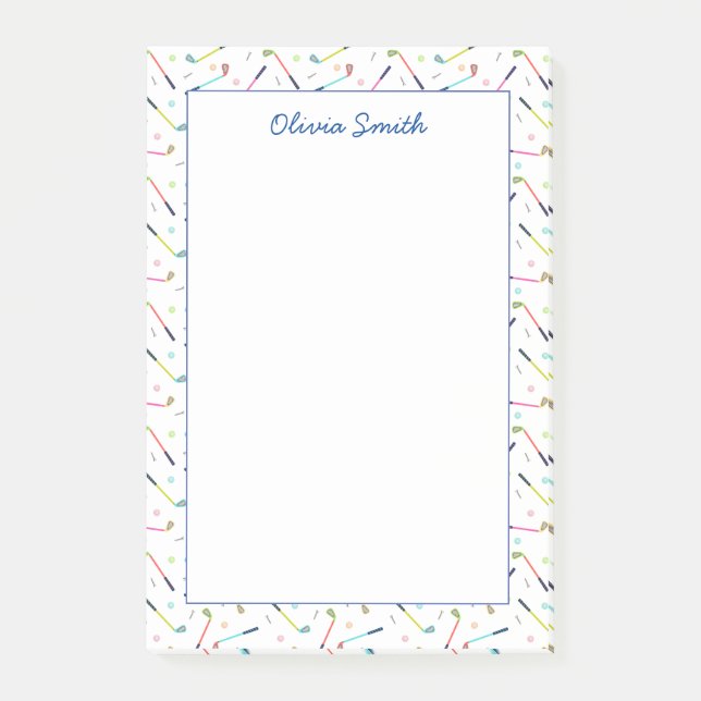 Bloco De Notas Mulheres com Padrão de Golfe Personalizado (Frente)