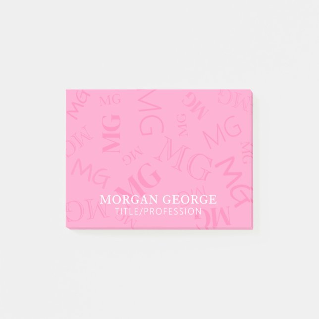 Bloco De Notas Multidão Rosa de Monogramas Com o Seu Nome (Frente)