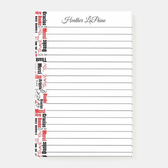 Bloco De Notas Multilingues Obrigado Typografia Paloud (Frente)