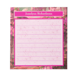 Bloco De Notas Mundo de Floresta de Abstrato Rosa Personalizada