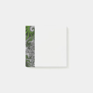 Bloco De Notas Mundo Fantástico Verde E Cinza Arte Fractal Abstra