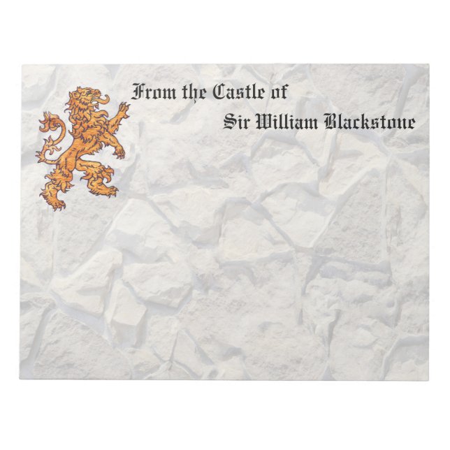 Bloco De Notas Muro de Pedra do Leão Heralídico (Frente)