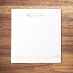 Bloco De Notas Music Stave Teacher Notes Elegante