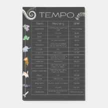 Music Tempo Chart post-it notes