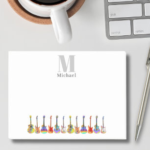 Bloco De Notas Música Personalizada de Guitarra Compositor Monogr