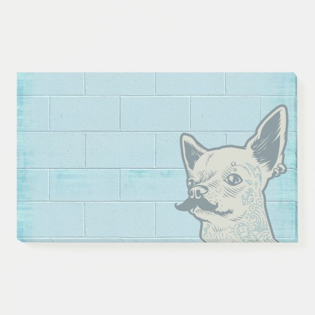 Bloco De Notas Mustache Chihuahua Grafite Wall (Frente)