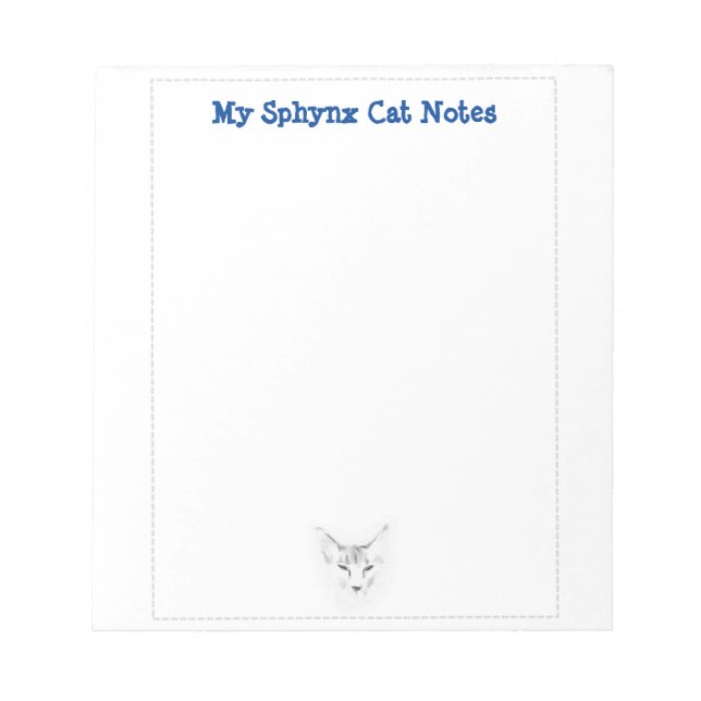 Bloco De Notas My Sphynx Cat Notes Cute Sketch (Frente)