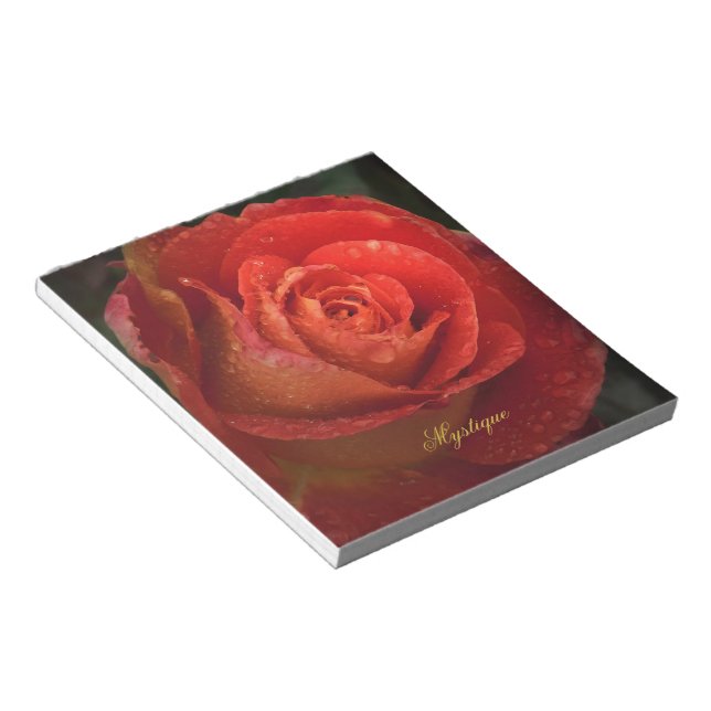 Bloco De Notas Mystique Dark Botanical Red Orange Rose Notepad (Inclinado)