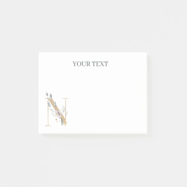 Bloco De Notas N Monograma Floral Personalizado (Frente)