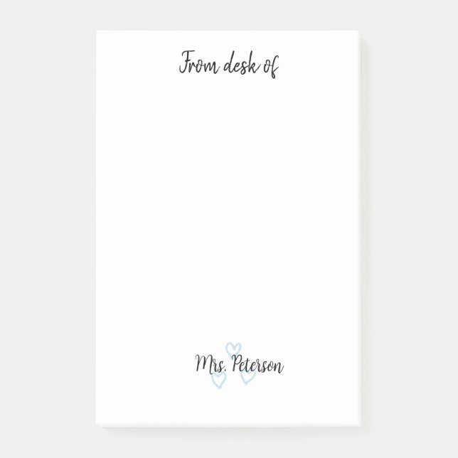 Bloco De Notas na escrivaninha, adicione o nome do professor de f (Frente)