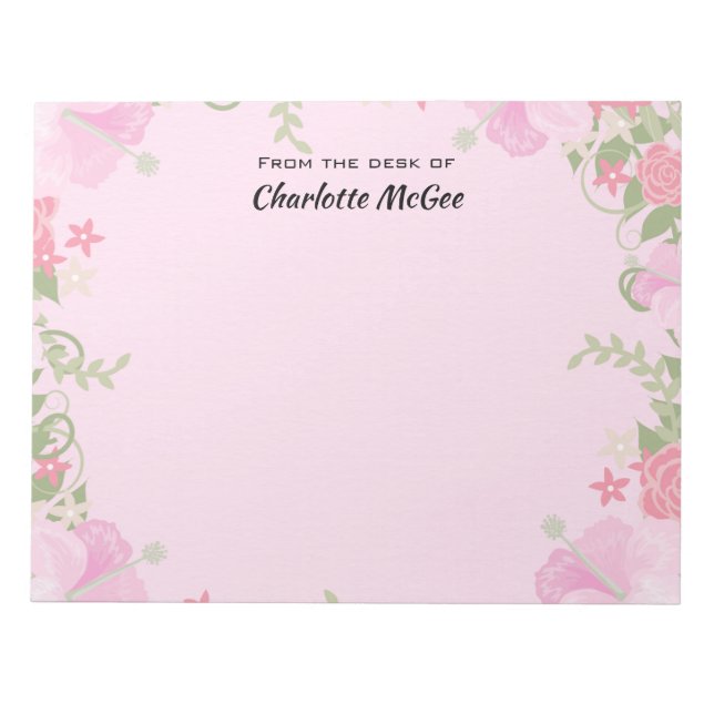 Bloco De Notas Na mesa do nome personalizado  (Frente)