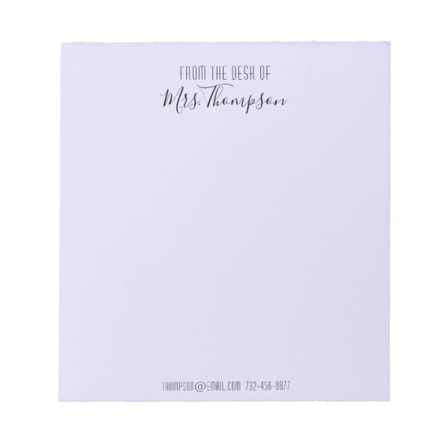 Bloco De Notas Na Mesa Do Script Purple Modern Name (Frente)