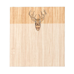 Bloco De Notas Na moda Branca - Buck Antlers De Madeira Clara