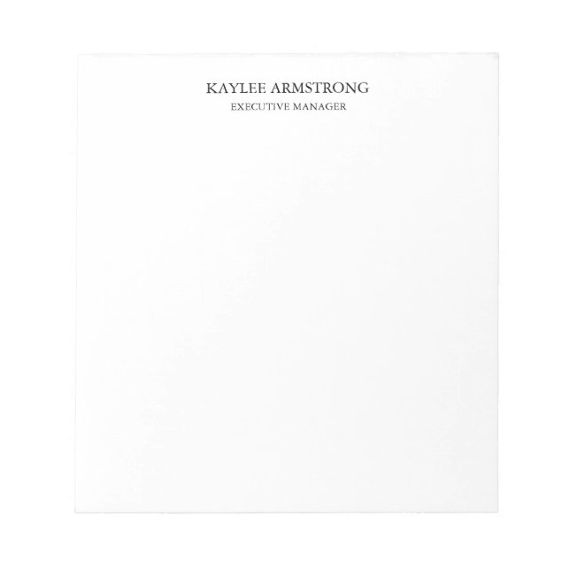 Bloco De Notas Na moda Classic Simple White Professional Simples (Frente)