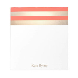 Bloco De Notas Na moda Coral Laranja Espalha Ouro Faux