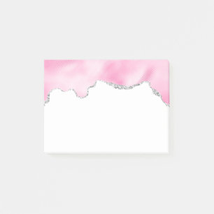 Bloco De Notas Na moda de Borda Glitter Cintilante Rosa e Silver