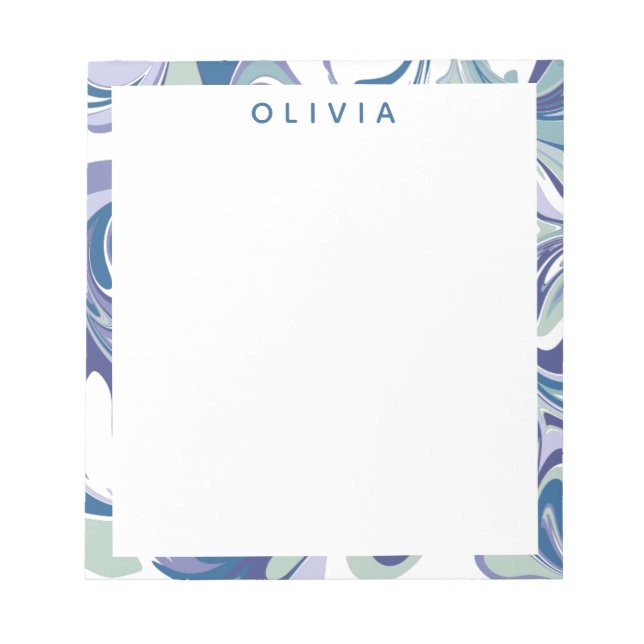 Bloco De Notas Na moda de espiral abstrato Azul Marble Personaliz (Frente)