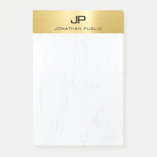 Bloco De Notas Na moda Dourado Marble Simple Design