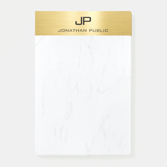 Bloco De Notas Na moda Dourado Marble Simple Design (Frente)