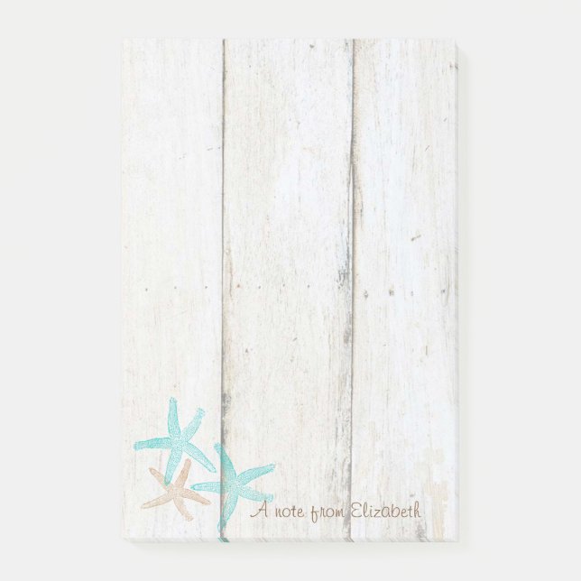 Bloco De Notas Na moda Elegante, Textura de madeira, estrelas (Frente)