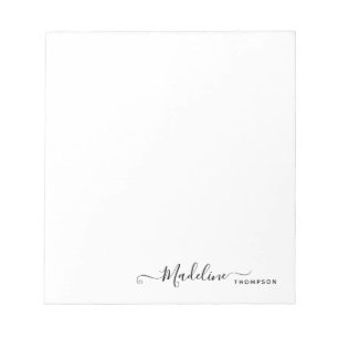 Bloco De Notas Na moda Modern Girly Script Black