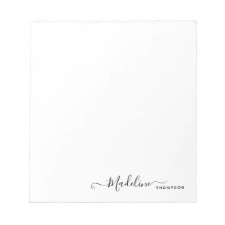 Bloco De Notas Na moda Modern Girly Script Black