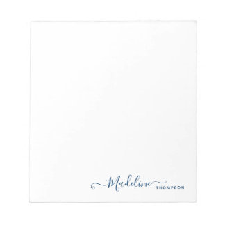 Bloco De Notas Na moda Modern Girly Script Marinho Azul