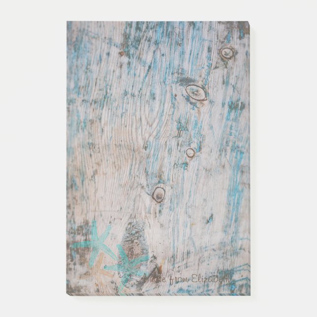 Bloco De Notas Na moda moderno, Textura de madeira, estrelas (Frente)