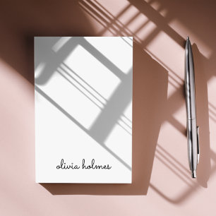 Bloco De Notas Na moda Monograma Script Branco Minimalista Mode