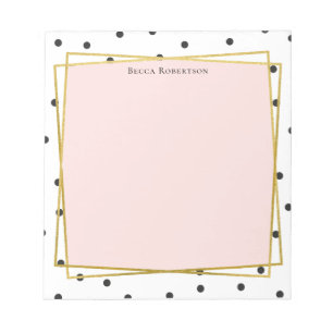 Bloco De Notas Na moda rosa com pontos de fetti e seu nome