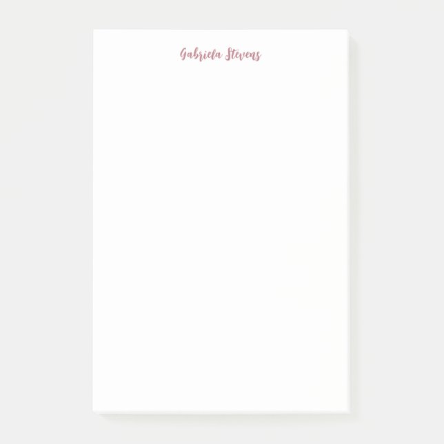 Bloco De Notas Na moda Rosa de Dourado Nome Branco (Frente)