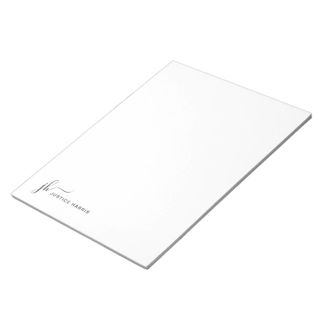 Bloco De Notas Na moda Script Monograma Personalizado Stationery (Inclinado)