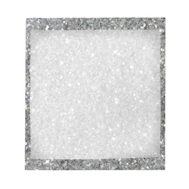 Bloco De Notas Na moda Silver Glitter Foto Glitz (Frente)